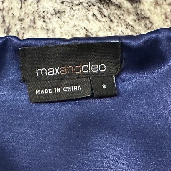 Max and Cleo Mariner Blue Strapless Tiered Ruffle Cocktail Dress Size 8 - Picture 2 of 13